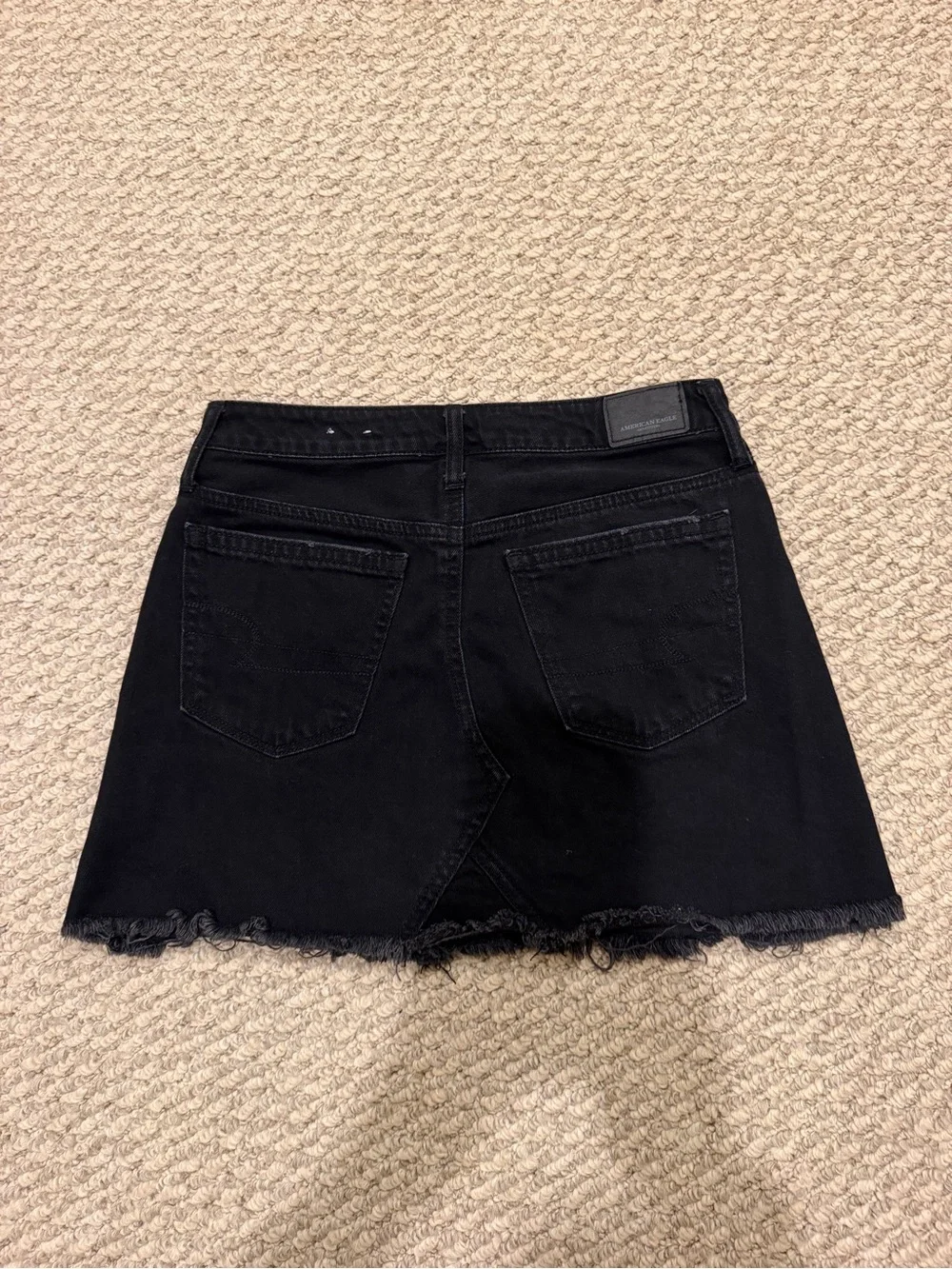 AE Black Frayed Hem Denim Mini Skirt